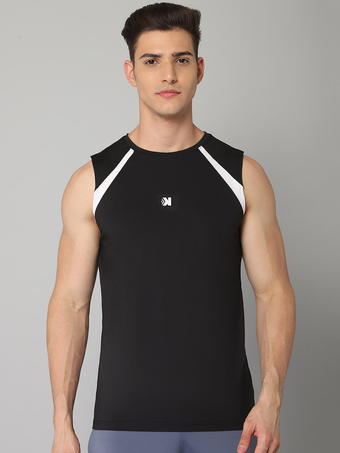

JACKDANZA Men Black & White Appolo Sleeveless Gym Vest