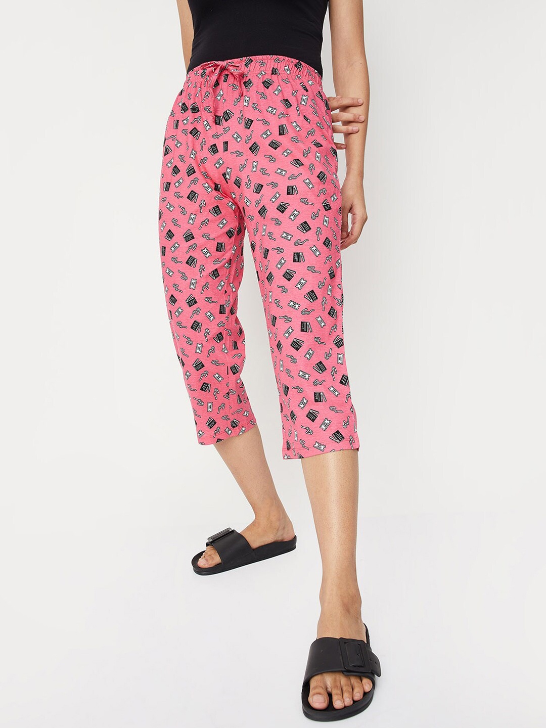 

max Women Pink Printed Cotton Lounge Pants