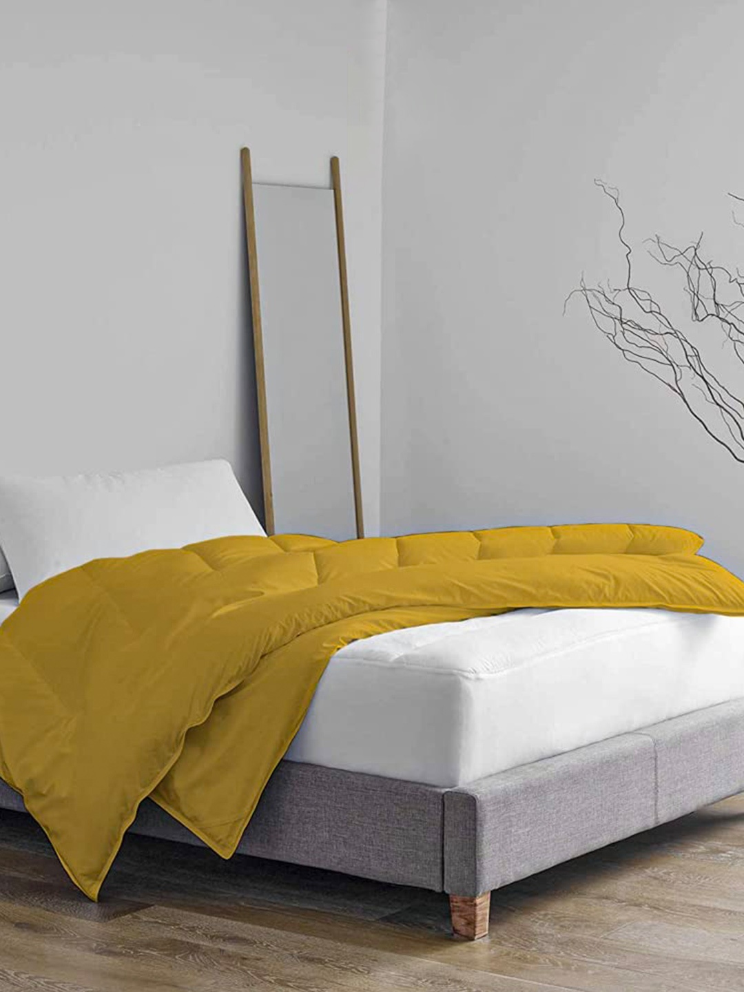 

THE WOOD WHITE Mustard AC Room 210 GSM Cotton Single Bed Comforter