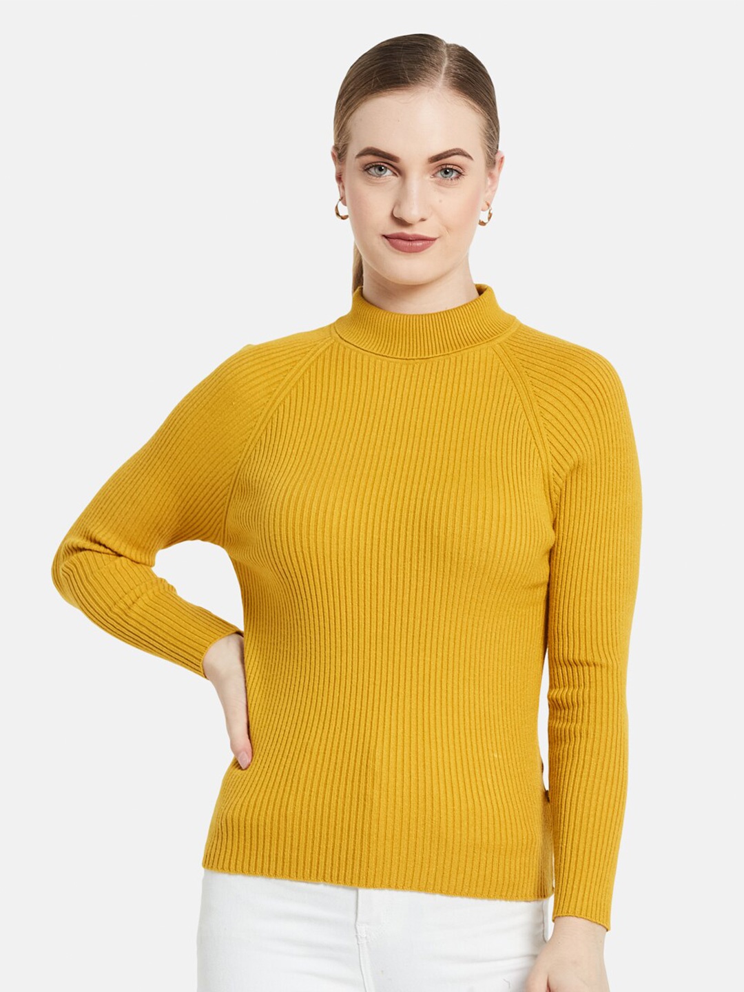 

Monte Carlo Mustard Yellow Striped Wool Top