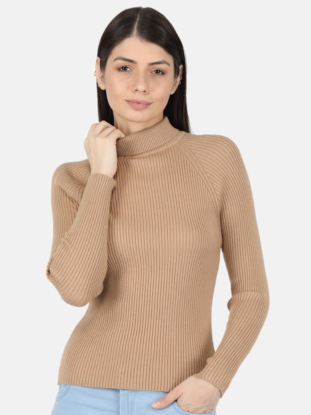 

Monte Carlo Women Brown Solid Turtle Neck Pullover