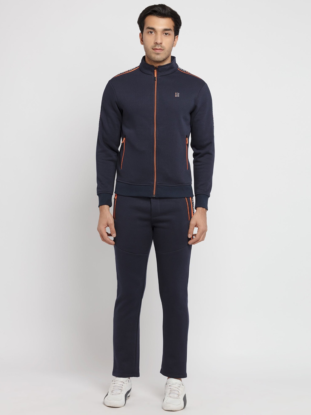 

Status Quo Men Navy Blue Printed Tracksuit