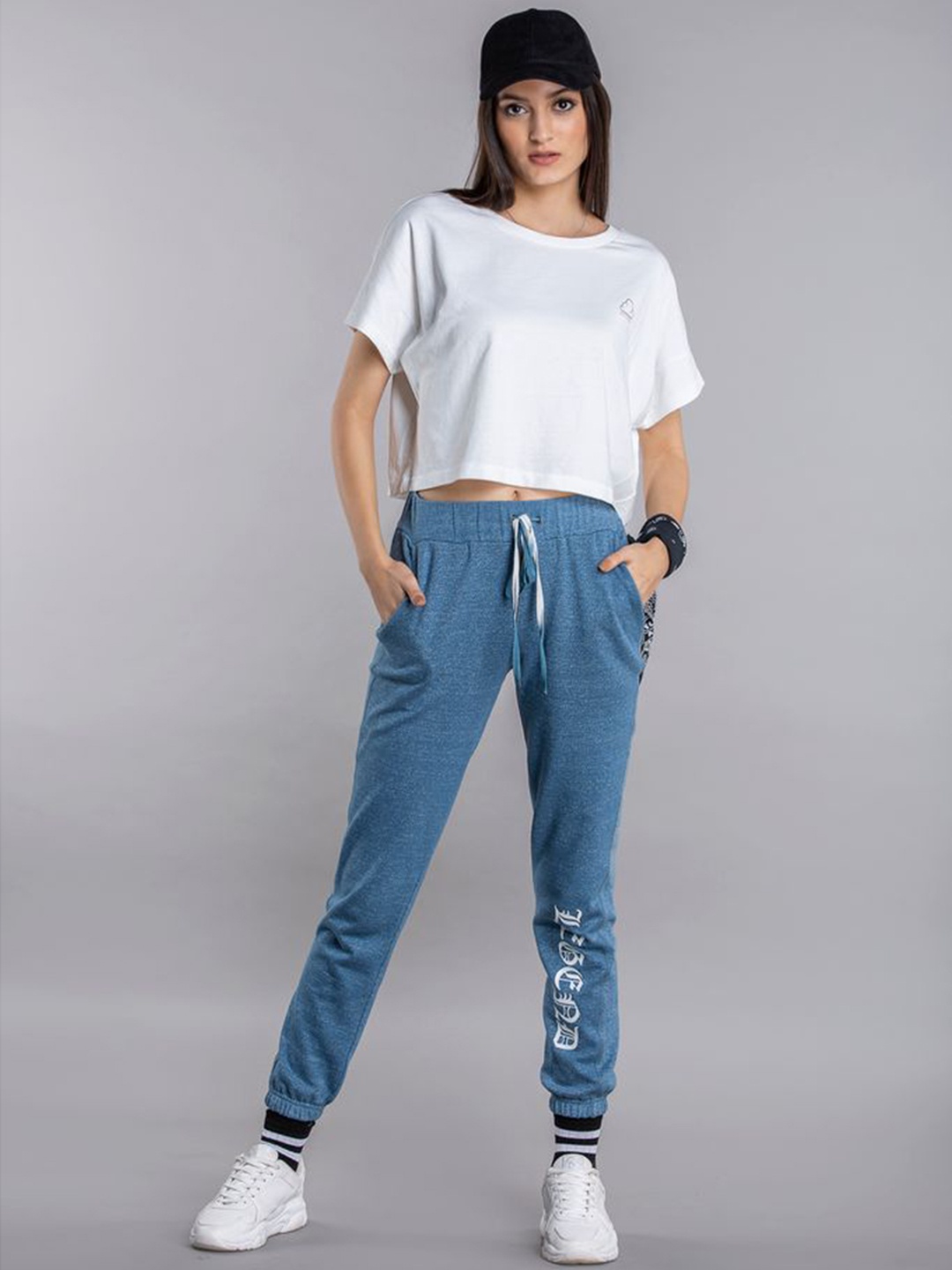 

MKOAL Women Blue Printed Cotton Joggers