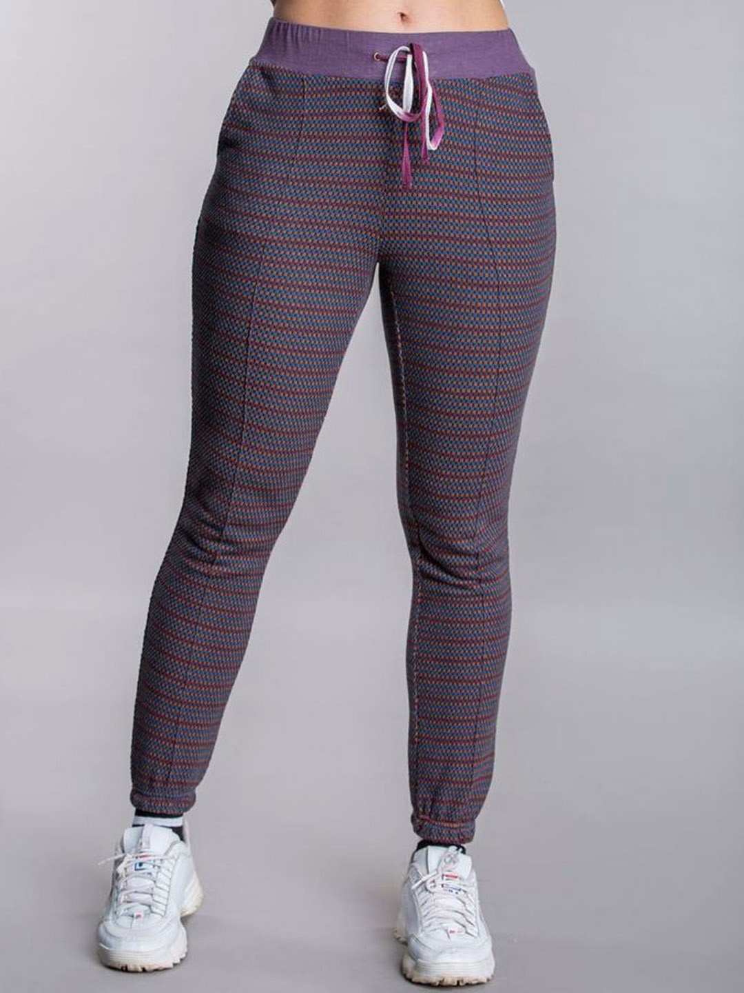 

MKOAL Women Purple & Blue Self-Design Slim-Fit Cotton Joggers