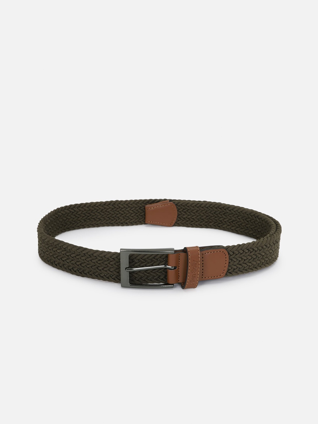 

Allen Solly Men Olive Green Textured Leather Belt