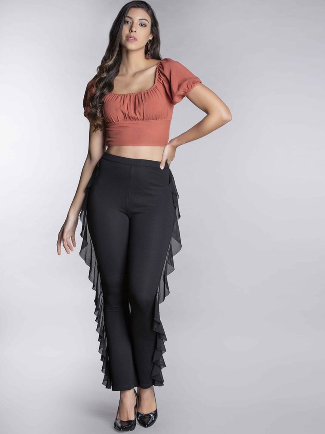 

MKOAL Women Black High-Rise Trouser