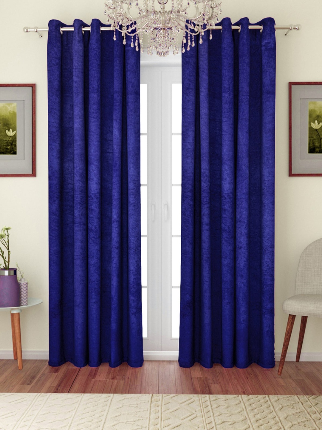 

ROMEE Blue Set of 2 Room Darkening Door Curtain