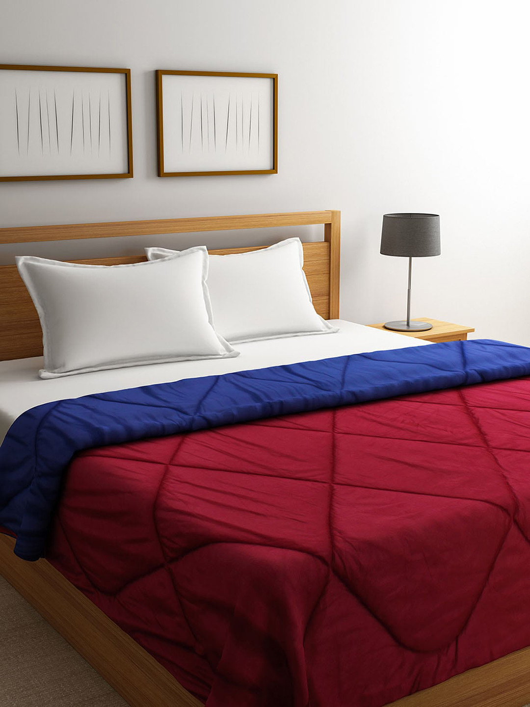 

ROMEE Maroon & Blue Microfiber AC Room 150 GSM Double Bed Comforter