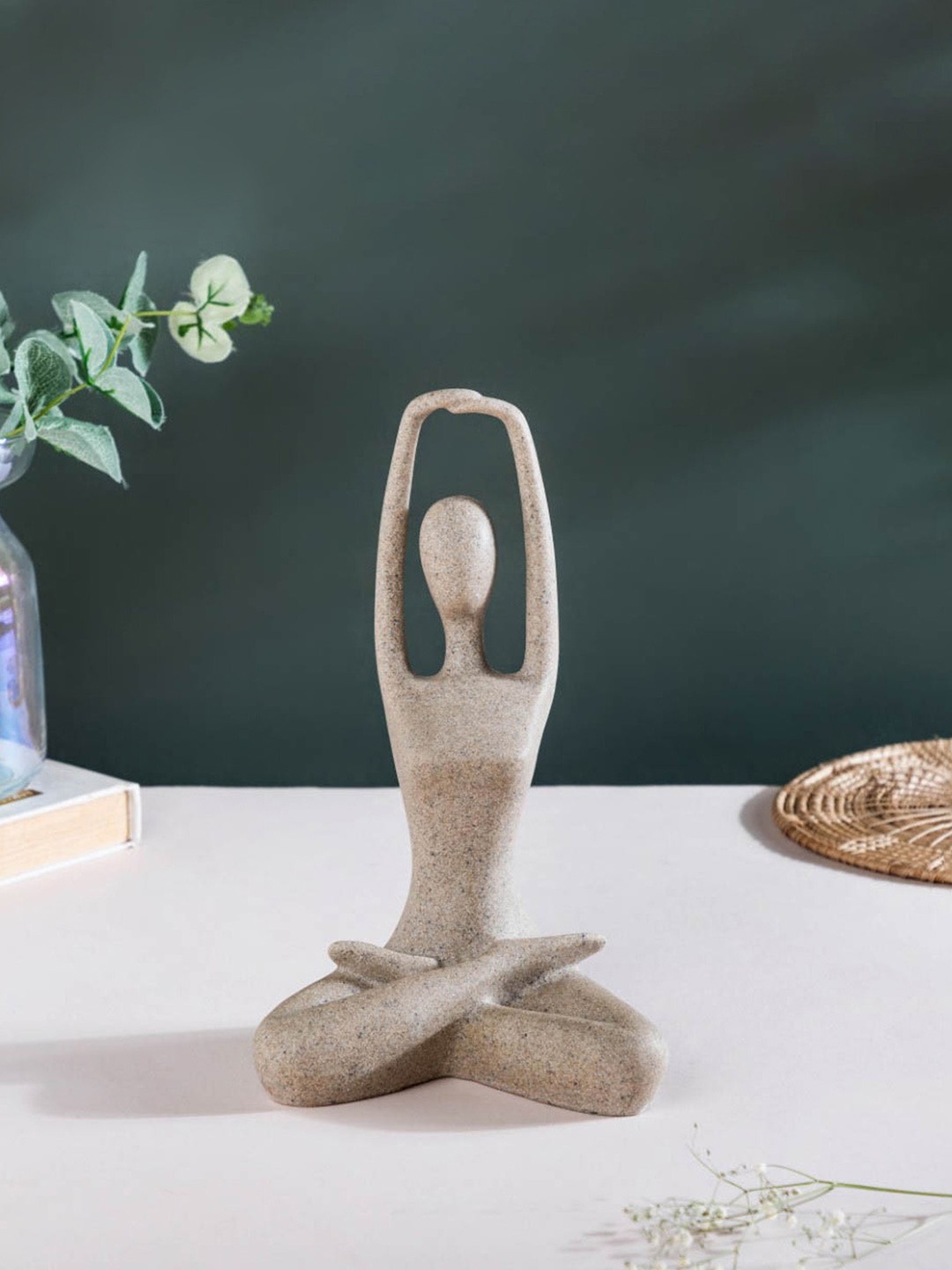 

Nestasia Cream-Colored Resin Yoga Showpiece With Raised Hands