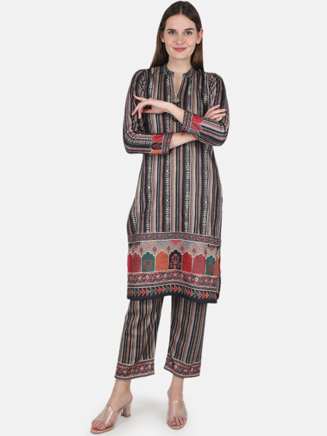 

Monte Carlo Women Black Ethnic Motifs Printed Kurta with Trousers