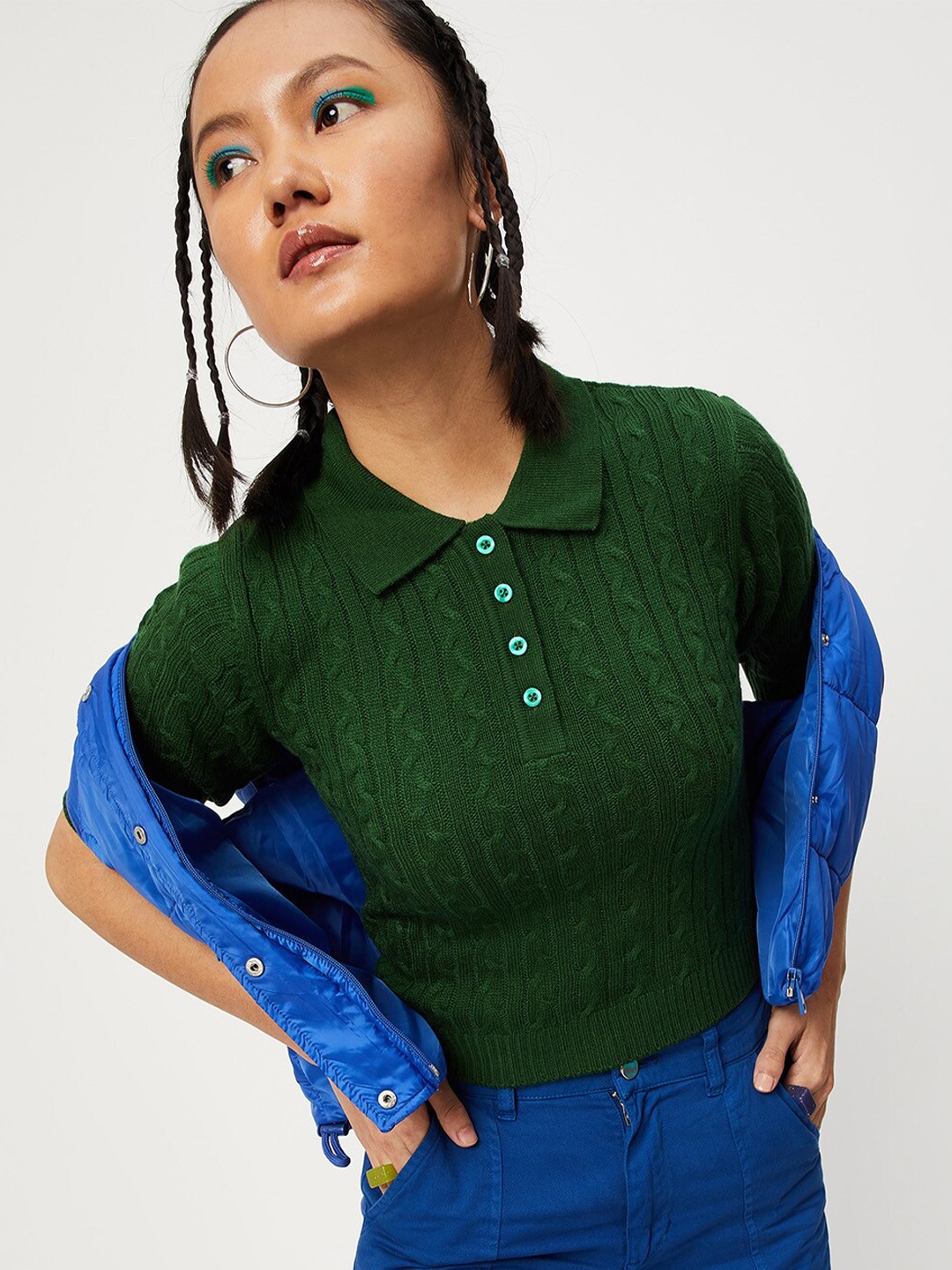 

max Green Shirt Style Top
