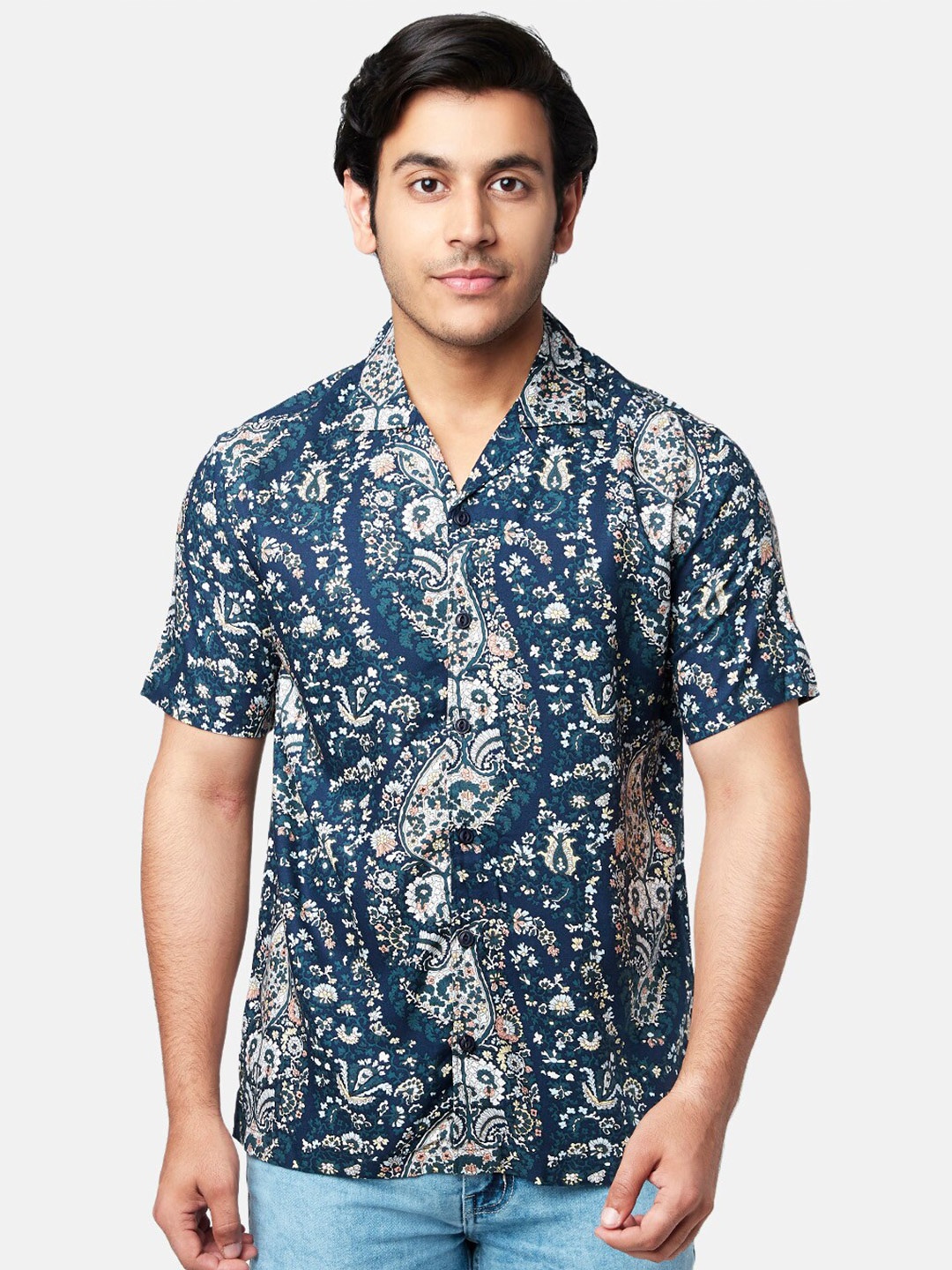 

YU by Pantaloons Men Slim Fit Floral Printed Casual Shirt, Blue
