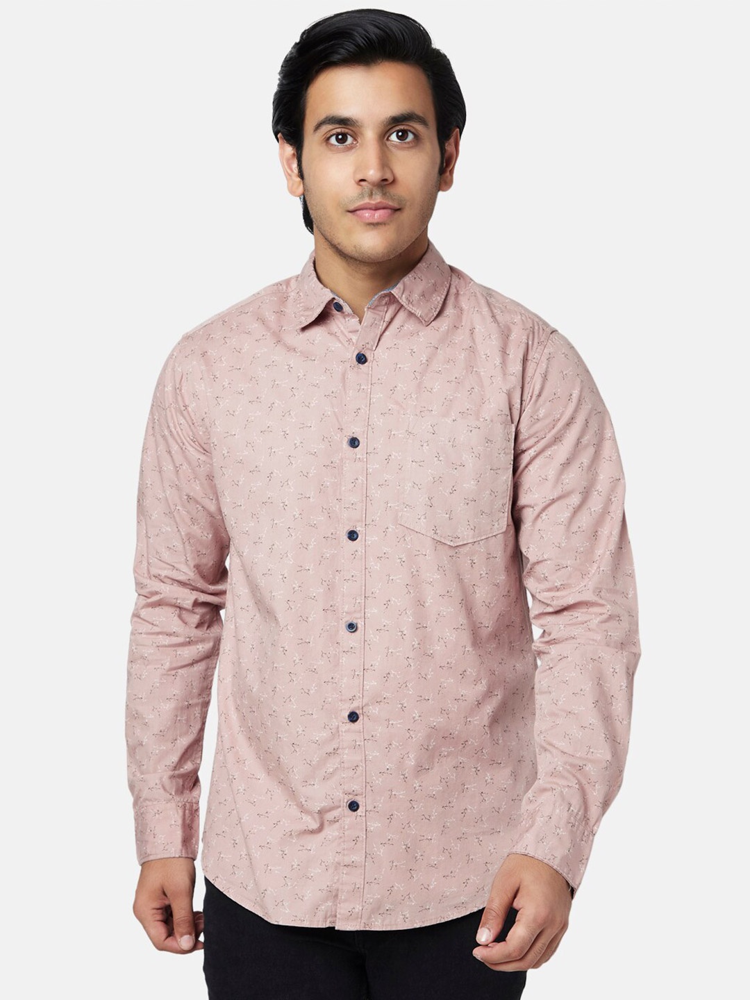 

YU by Pantaloons Men Slim Fit Printed Cotton Casual Shirt, Orange