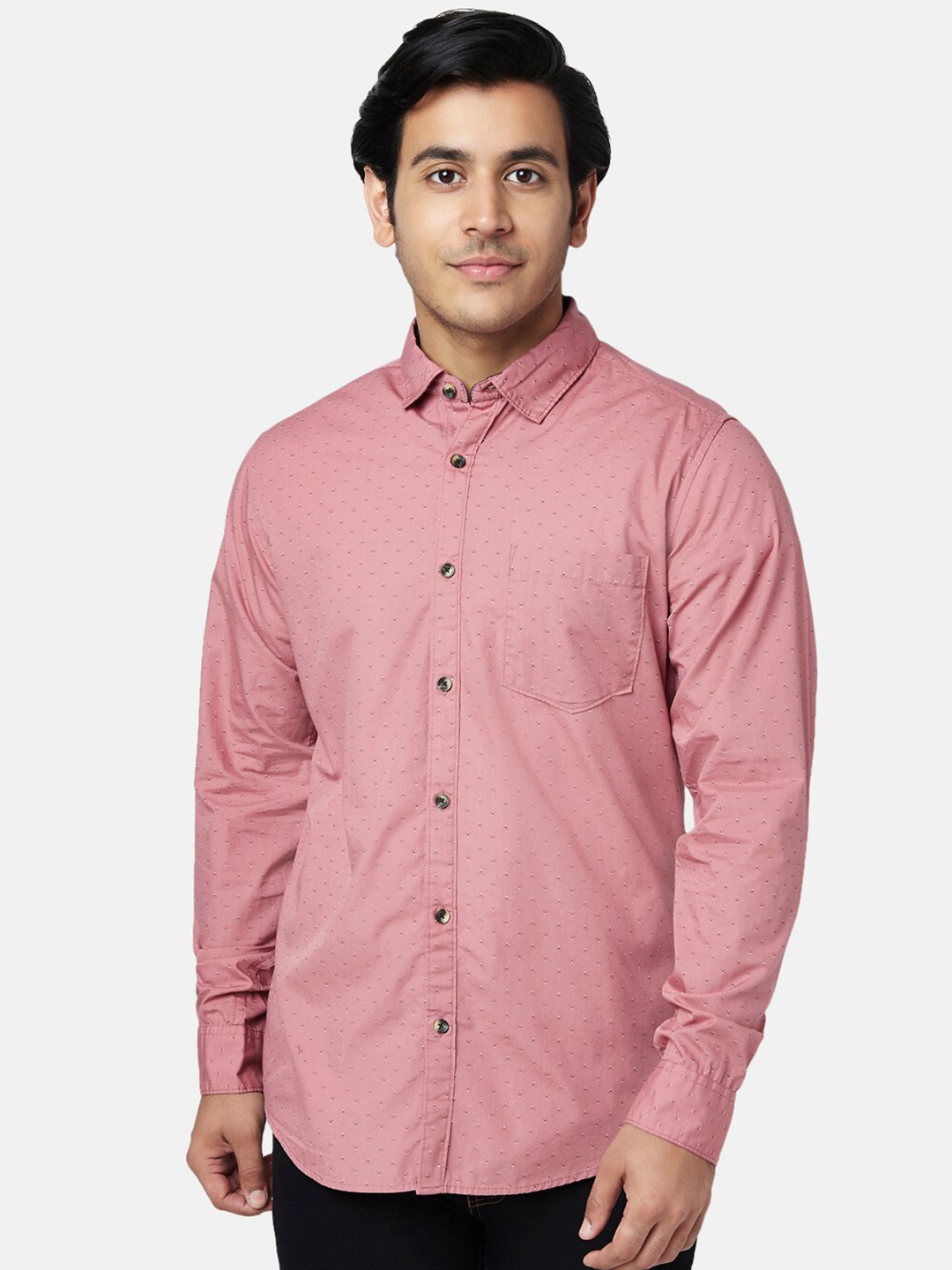 

YU by Pantaloons Men Cotton Slim Fit Printed Casual Shirt, Pink