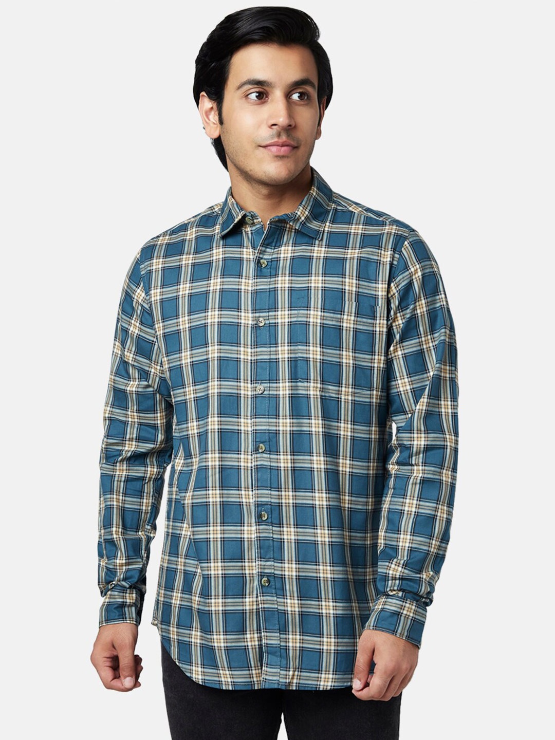 

YU by Pantaloons Men Slim Fit Checked Casual Shirt, Grey