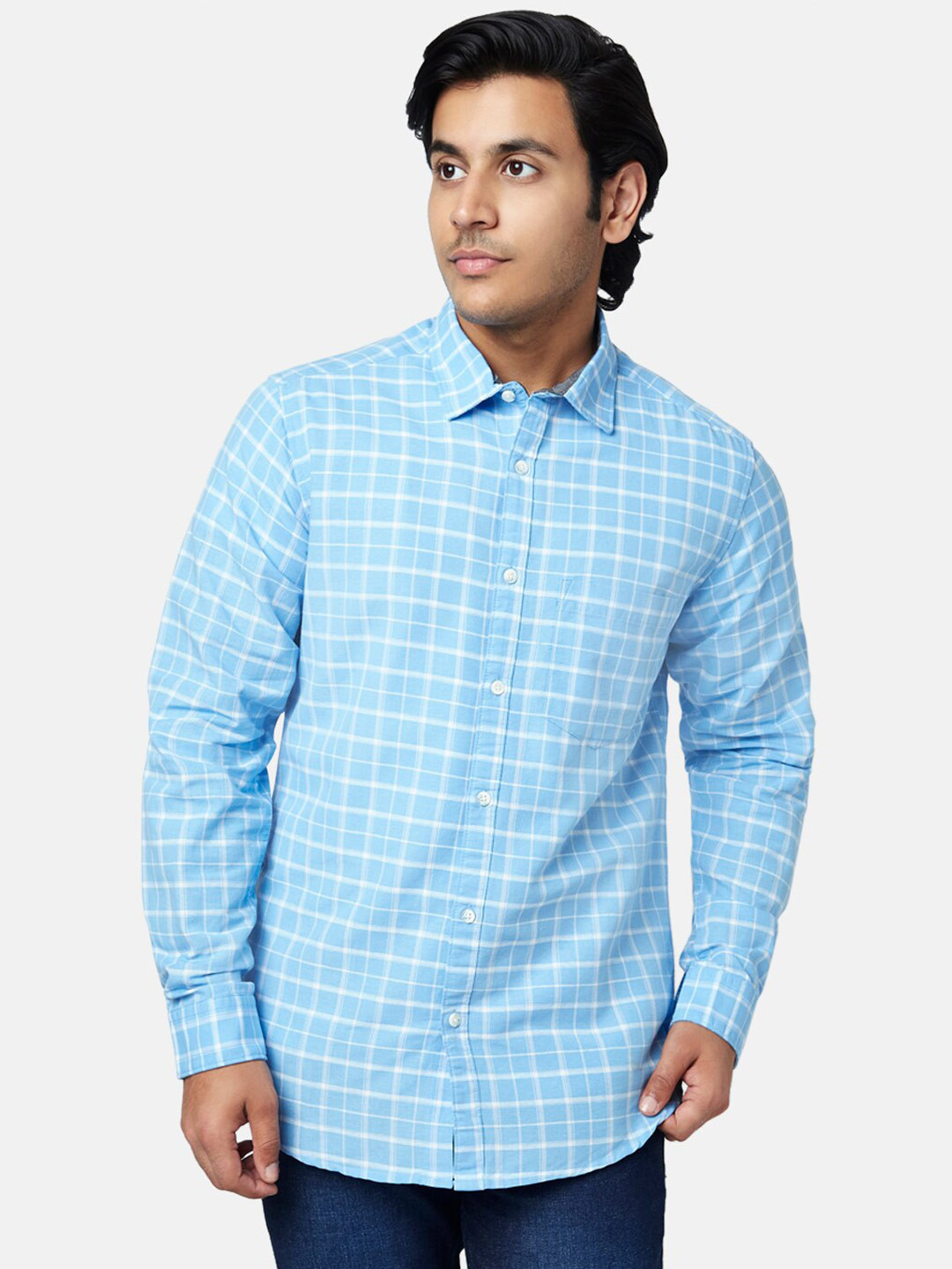 

YU by Pantaloons Men Slim Fit Checked Casual Shirt, Blue