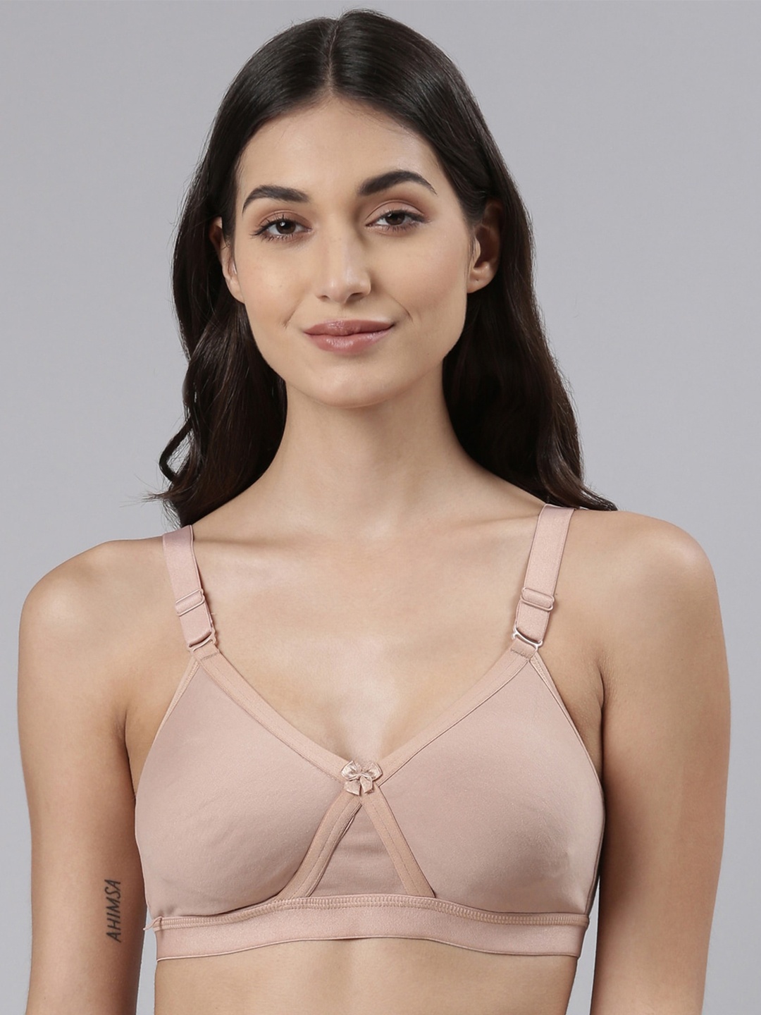 

Dollar Missy Pack of 1 Cotton Wire-Free Crossover Support Bra DES-1151-R3#S2-SKN-PO1, Beige