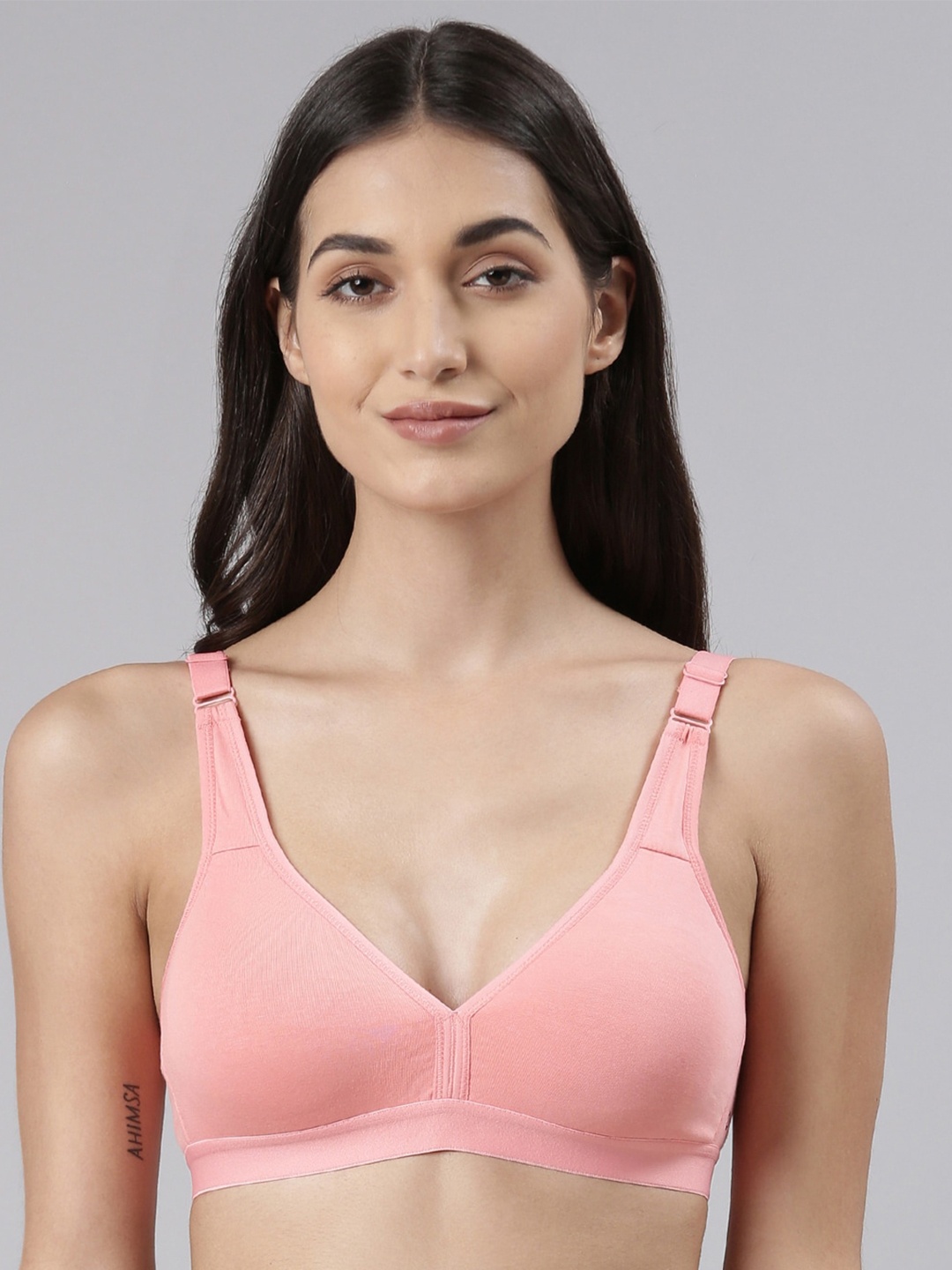 

Dollar Missy Pack of 1 Combed Cotton with Stretchy Elastane Wire-Free Basic Support Bra, Pink