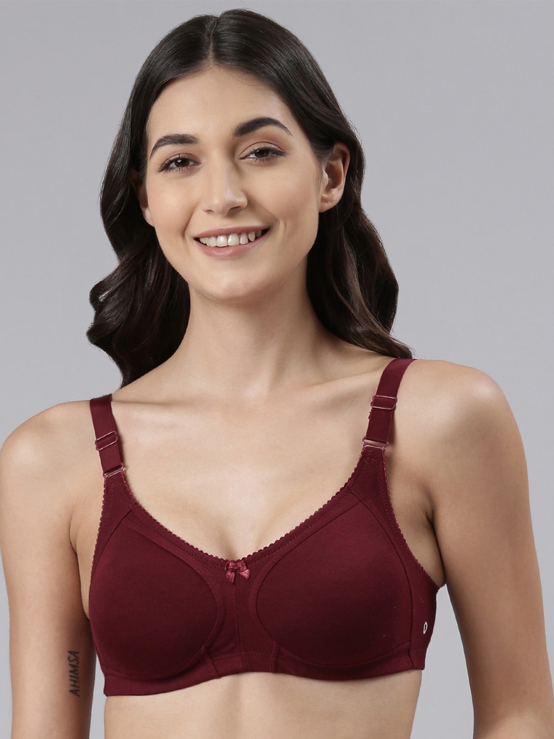 

Dollar Missy Combed Cotton with Stretchy Elastane Wire-Free Panelled Support Bra, Maroon
