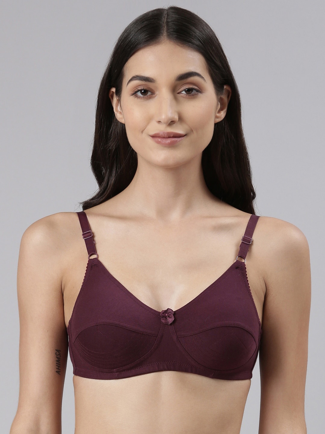 

Dollar Missy Women Pack of 1 Cotton Wire-Free Uplift Support Bra, Purple