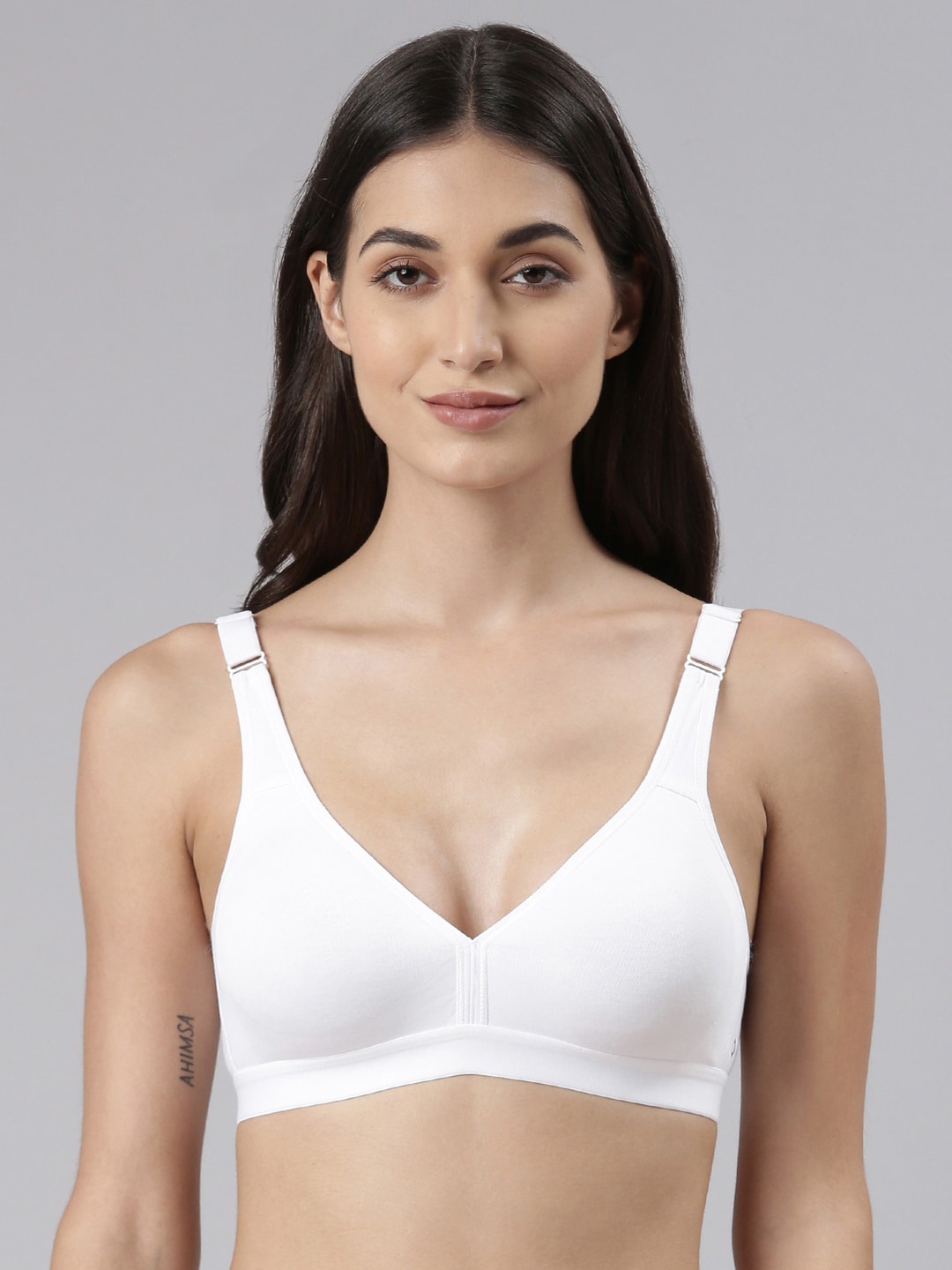 

Dollar Missy Pack of 1 Combed Cotton with Stretchy Elastane Wire-Free Basic Support Bra, White