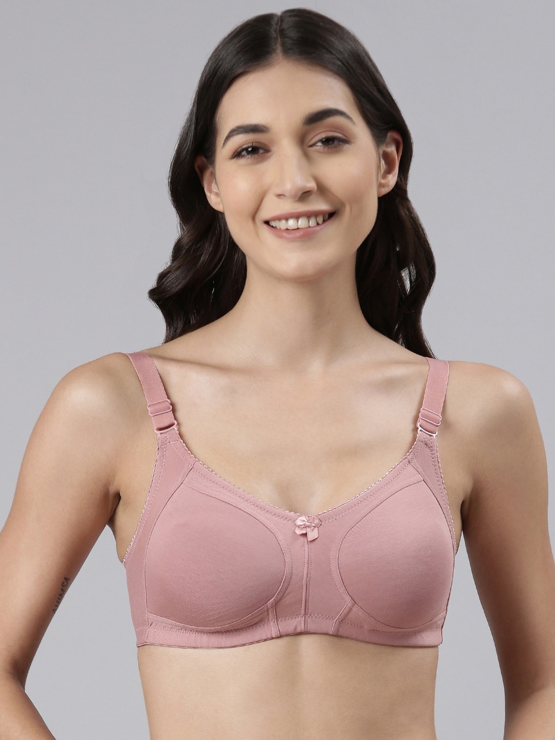 

Dollar Missy Pack of 1 Combed Cotton with Stretchy Elastane Wire-Free Panelled Support Bra, Peach