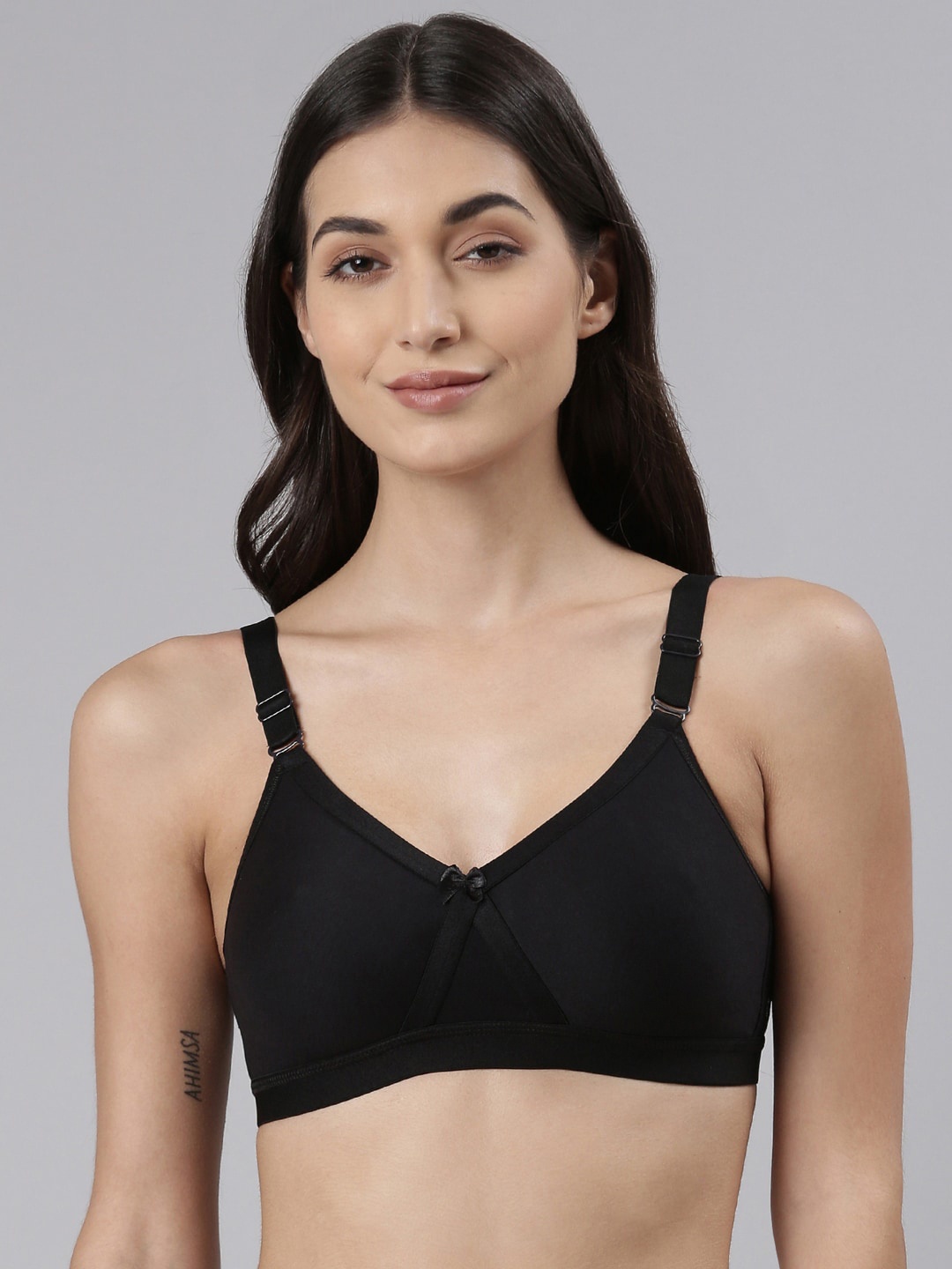 

Dollar Missy Women Cotton Wire-Free Crossover Support Bra DES-1151-R3#S2-BLK-PO1, Black