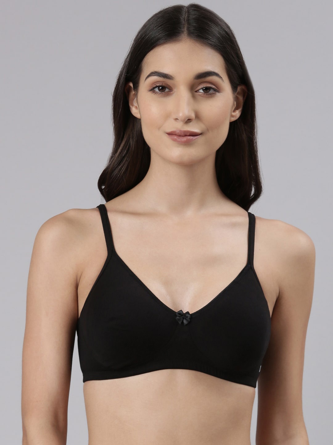 

Dollar Missy Pack of 1 Combed Cotton with Stretchy Elastane Wire-Free Basic Support Bra, Black
