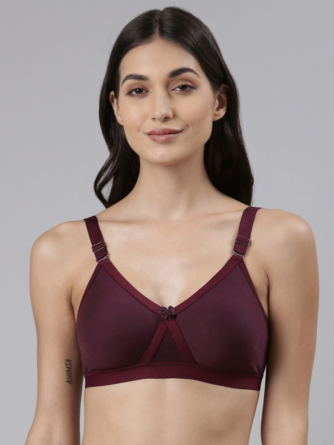 

Dollar Missy Pack of 1 Cotton Wire-Free Crossover Support Bra, Purple