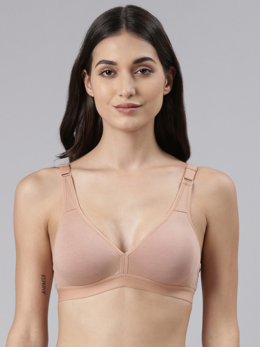 

Dollar Missy Women Cotton with Stretchy Wire-Free Basic Support Bra DES-1001-R3#S2-SKN-PO1, Beige