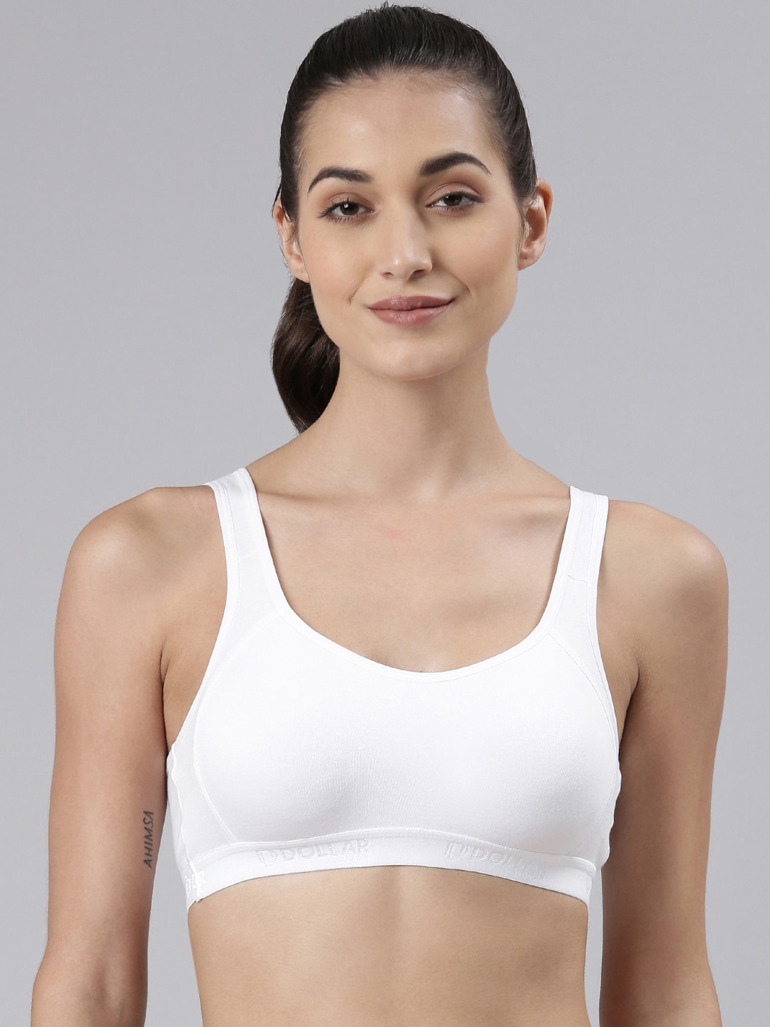 

Dollar Missy White Non Padded Dry Fit Anti Microbial Cotton Bra