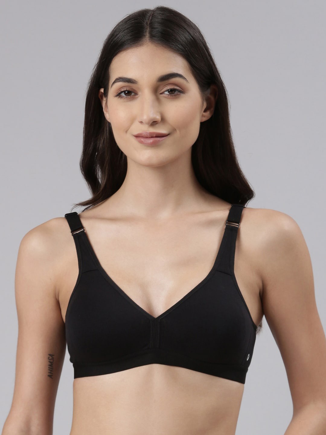 

Dollar Missy Combed Cotton with Stretchy Elastane Wire-Free Basic Support Bra, Black
