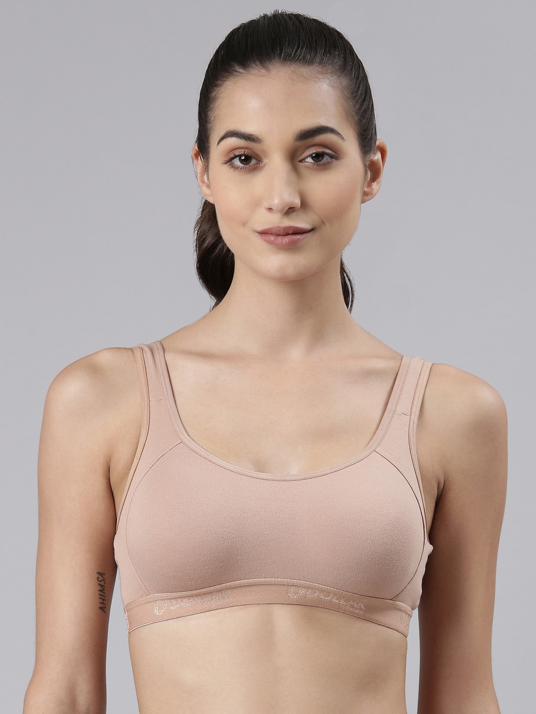 

Dollar Missy Cotton Wire-Free Moulded Sports Bra, Beige