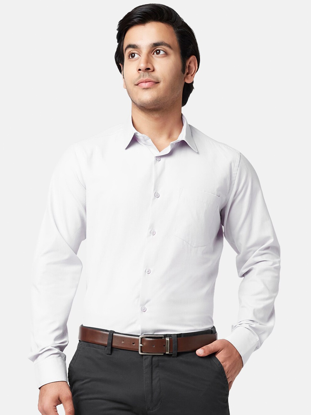 

YU by Pantaloons Men White Cotton Slim Fit Formal Shirt