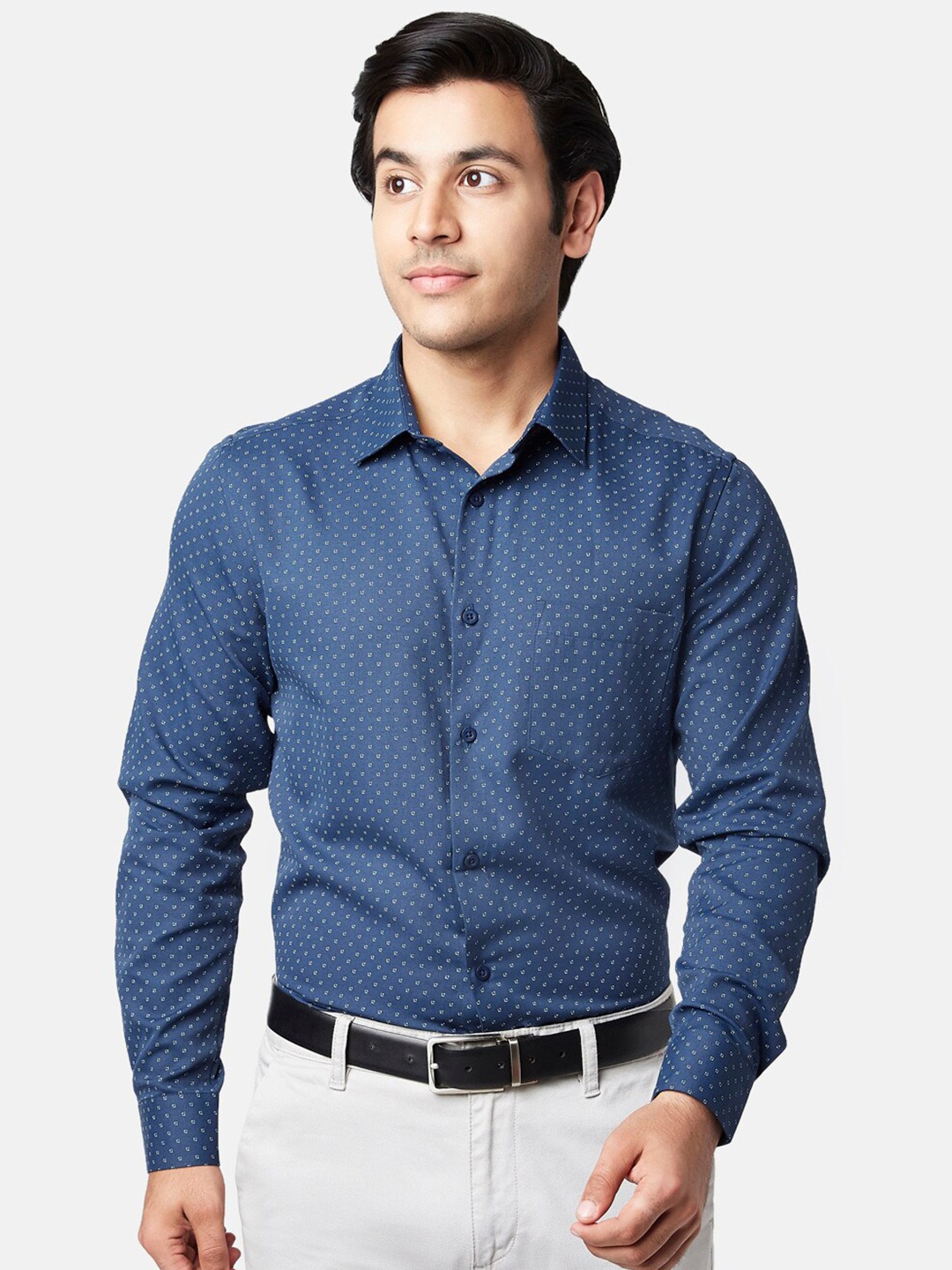 

YU by Pantaloons Men Slim Fit Printed Formal Shirt, Navy blue