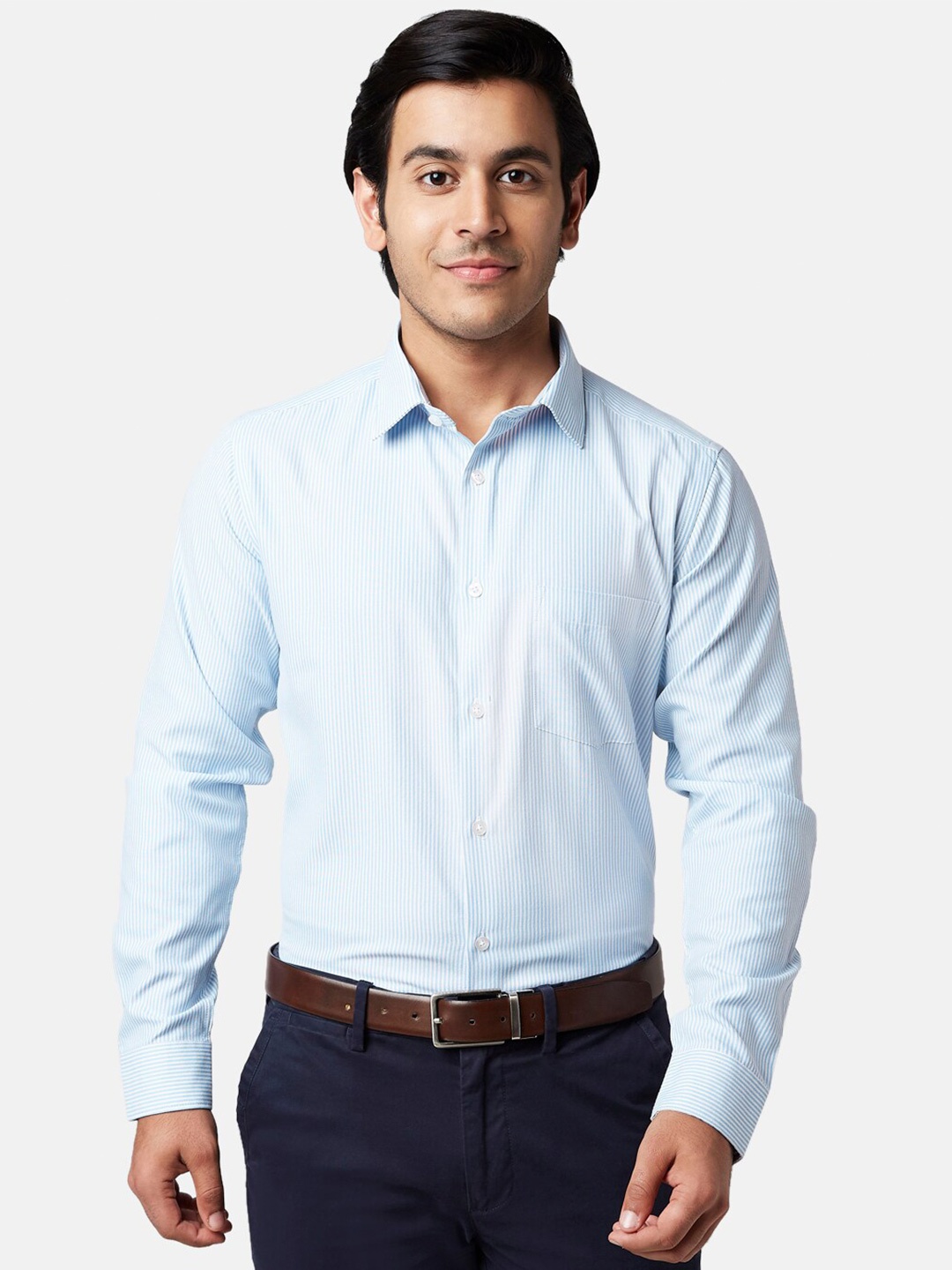 

YU by Pantaloons Men Slim Fit Striped Formal Shirt, Blue