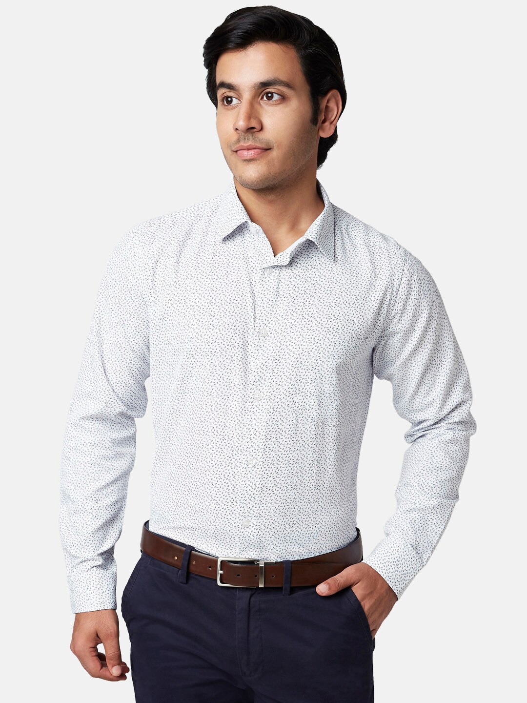

YU by Pantaloons Men White Slim Fit Printed Formal Shirt