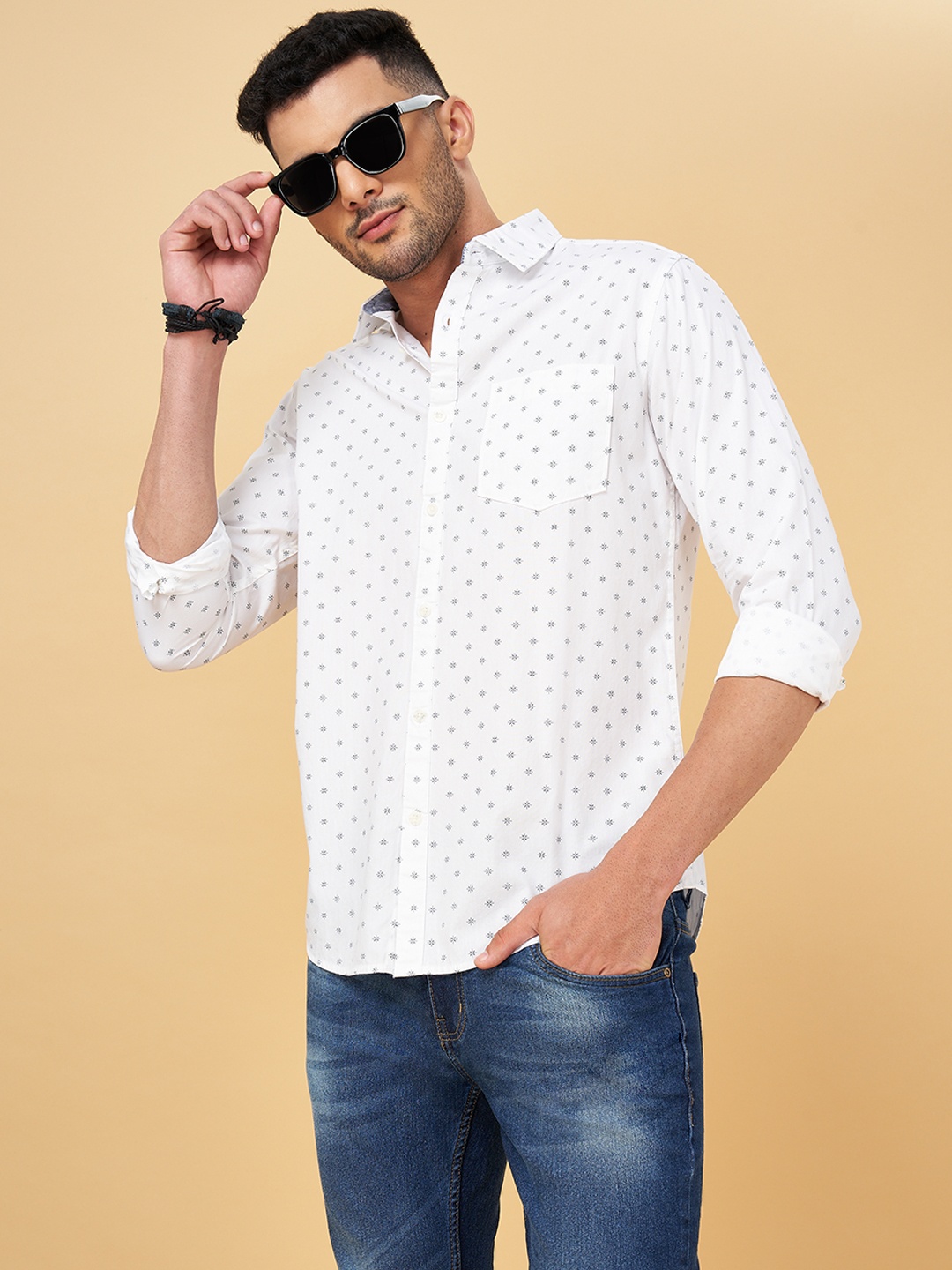 

YU by Pantaloons Men Slim Fit Printed Cotton Casual Shirt, White