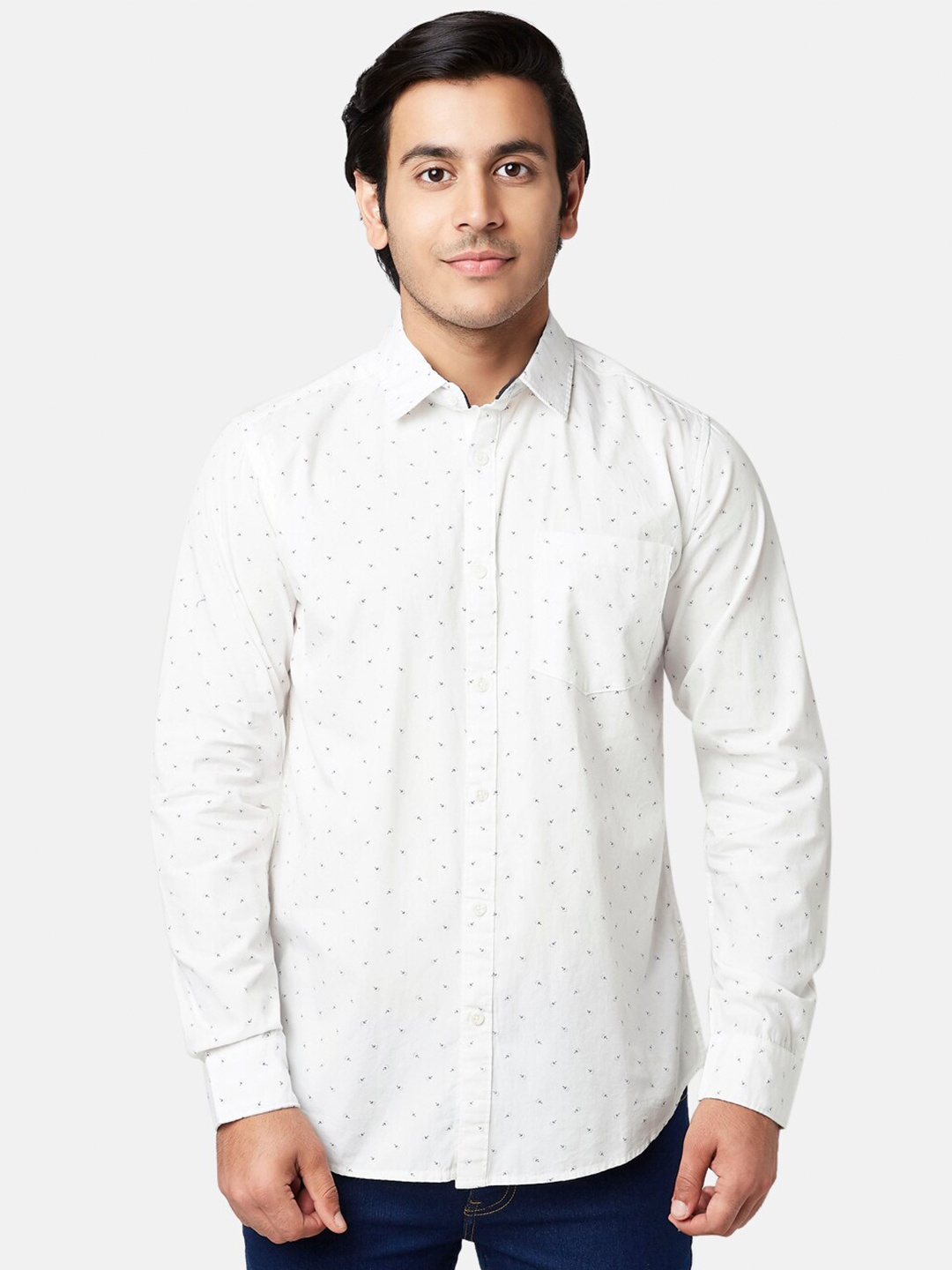 

YU by Pantaloons Men Slim Fit Printed Cotton Casual Shirt, White