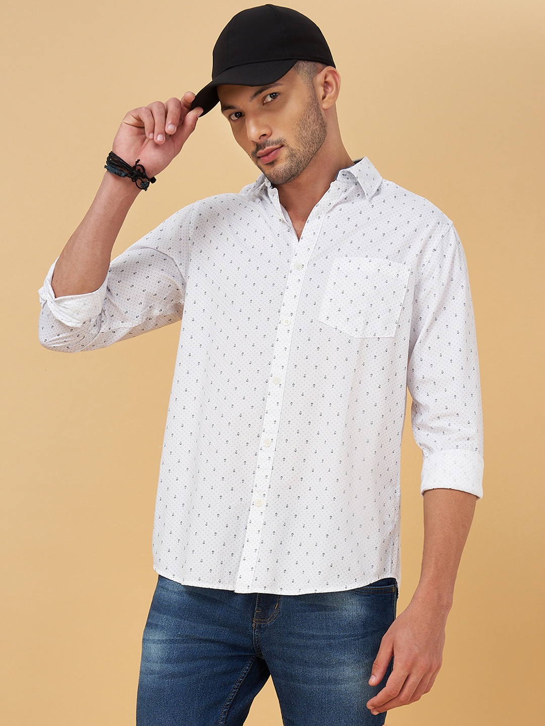 

YU by Pantaloons Men Slim Fit Printed Cotton Casual Shirt, White