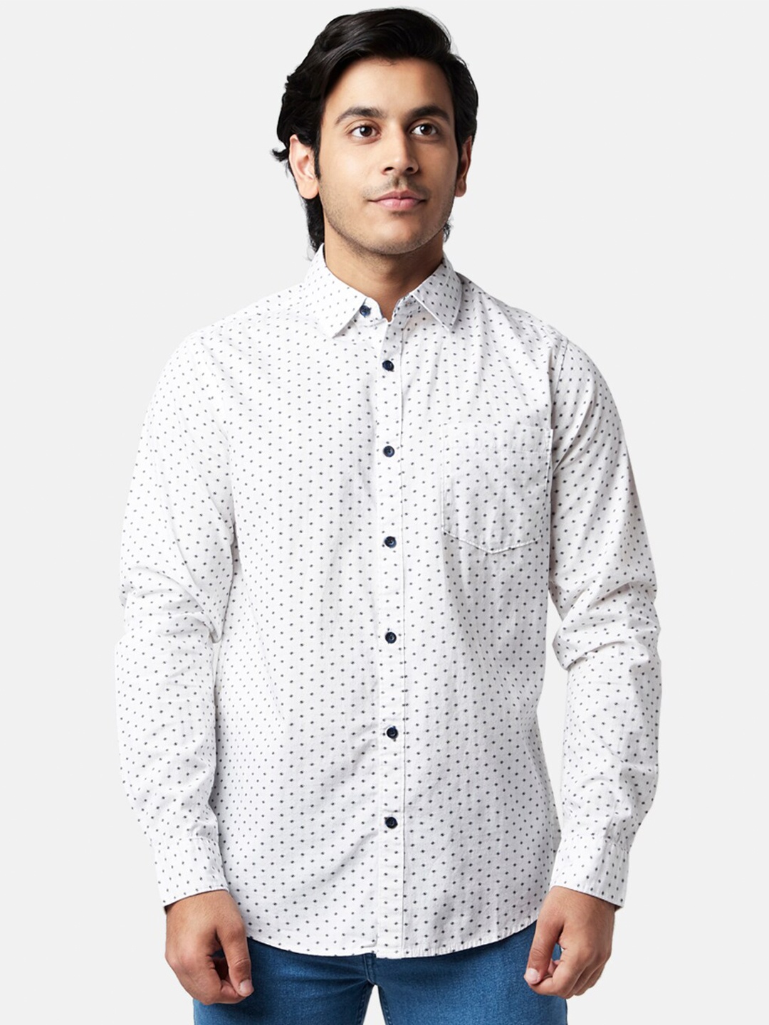 

YU by Pantaloons Men Slim Fit Printed Cotton Casual Shirt, Off white