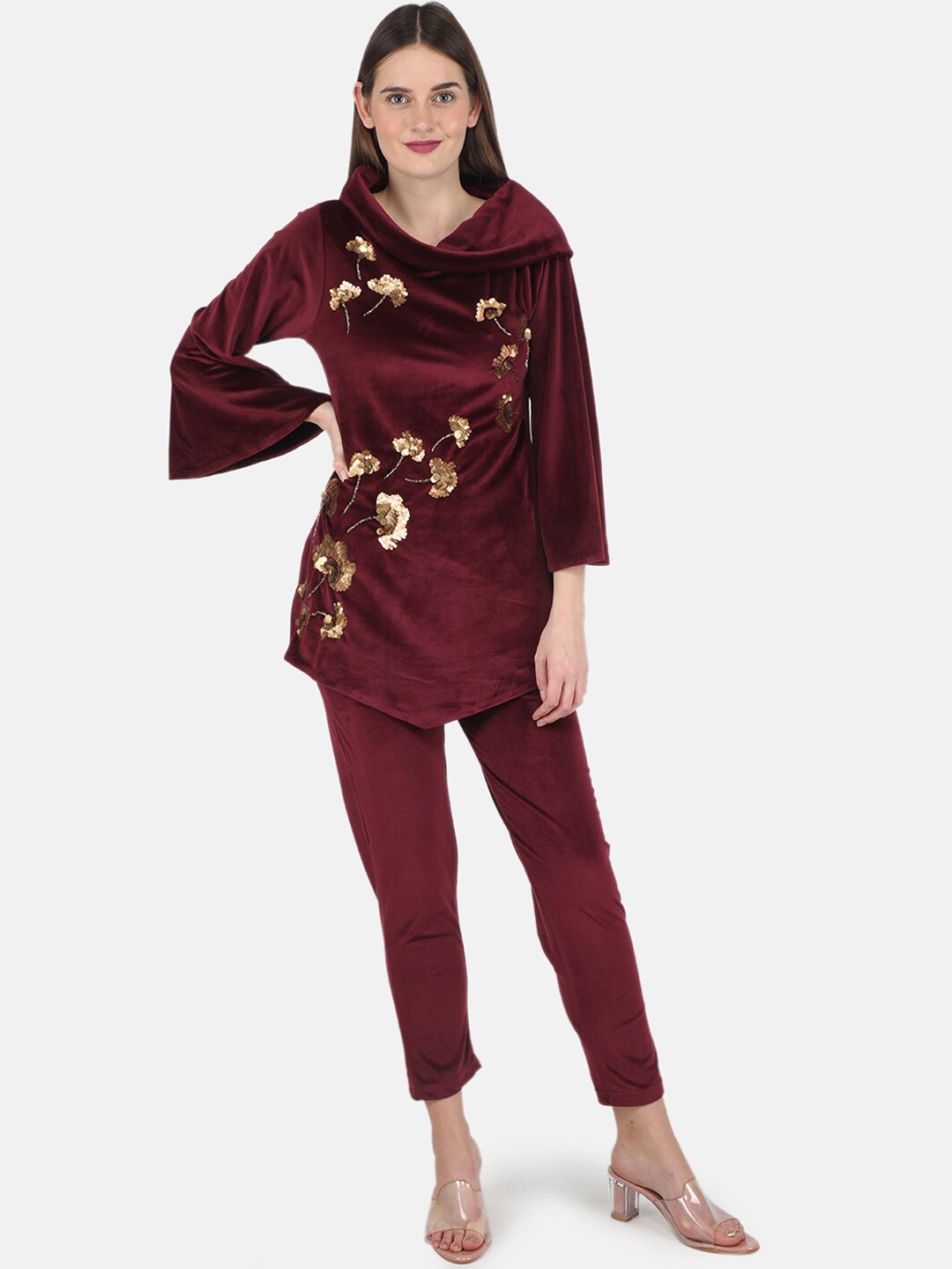 

Monte Carlo Hooded Wool Coordinate Set, Maroon