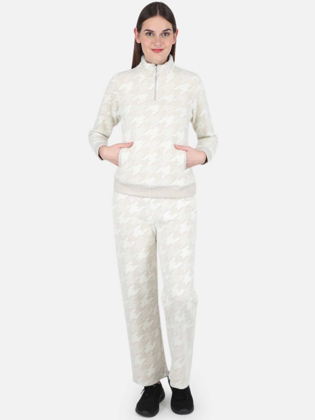 

Monte Carlo Women White & Beige Printed Top with Trousers
