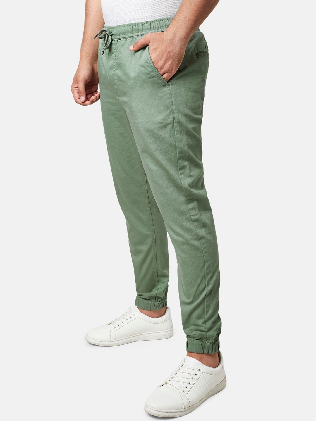 

YU by Pantaloons Men Green Slim-Fit Cotton Joggers