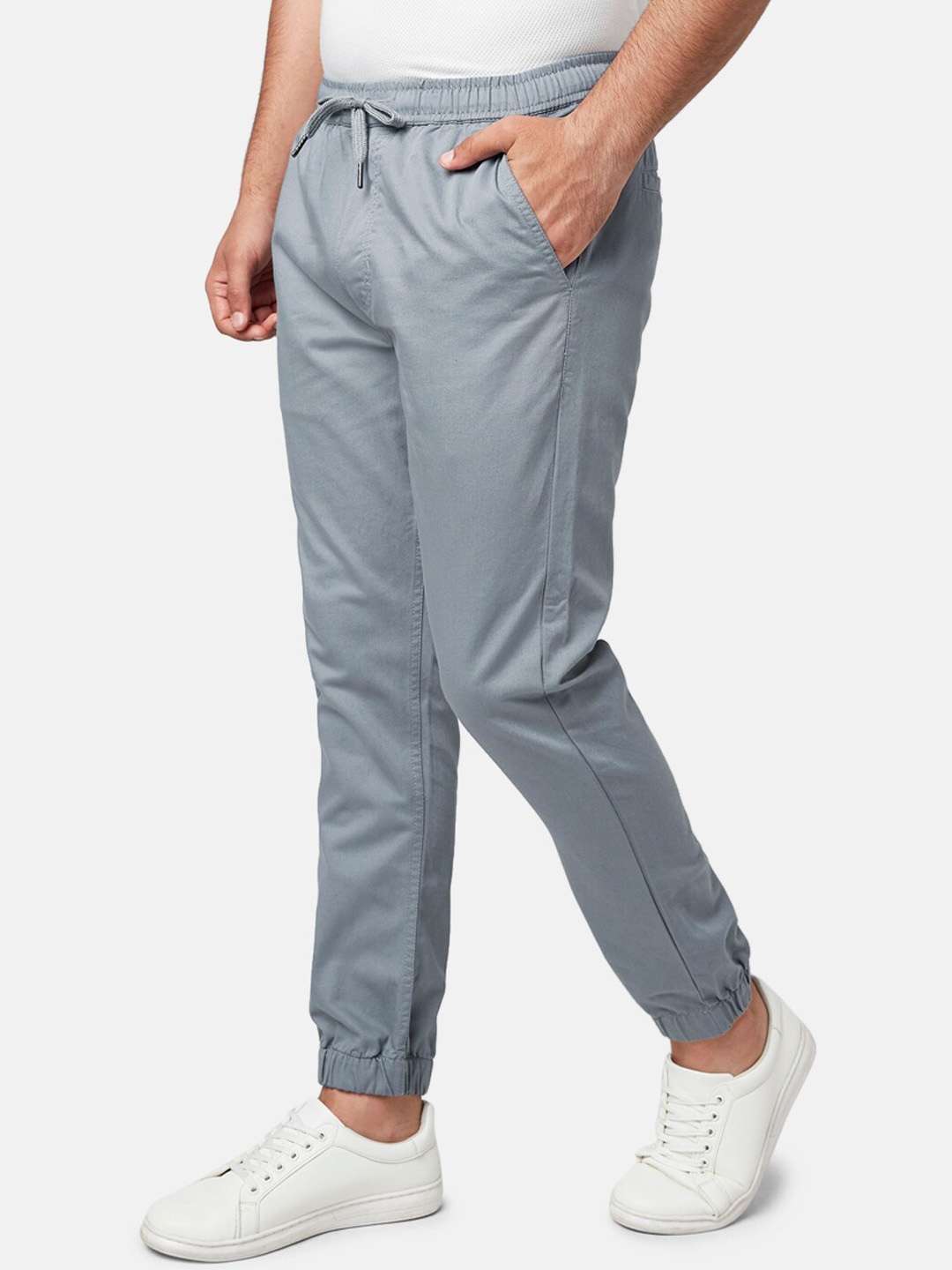 

YU by Pantaloons Men Grey Slim-Fit Cotton Joggers