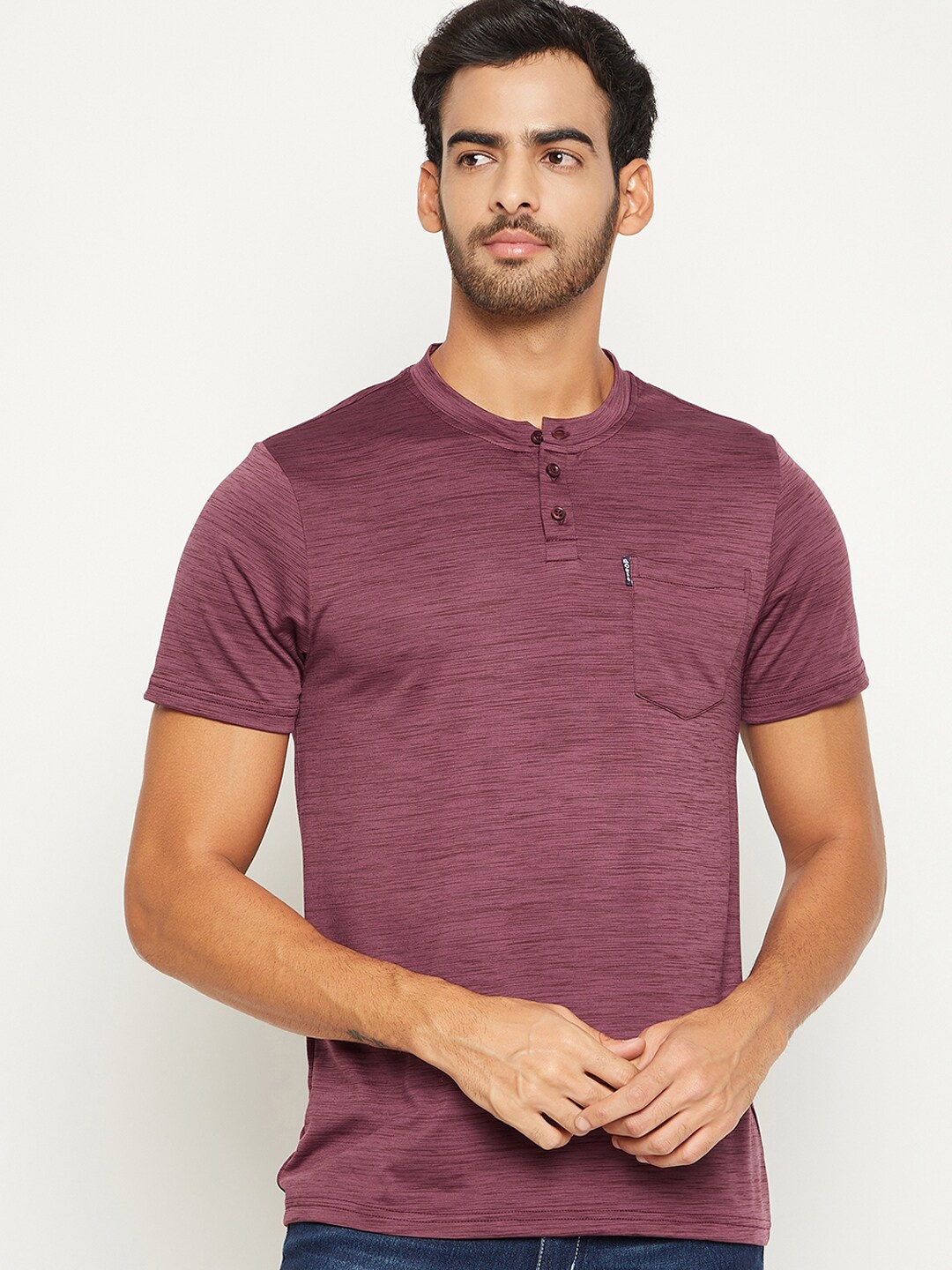 

STROP Men Burgundy Cotton T-shirt