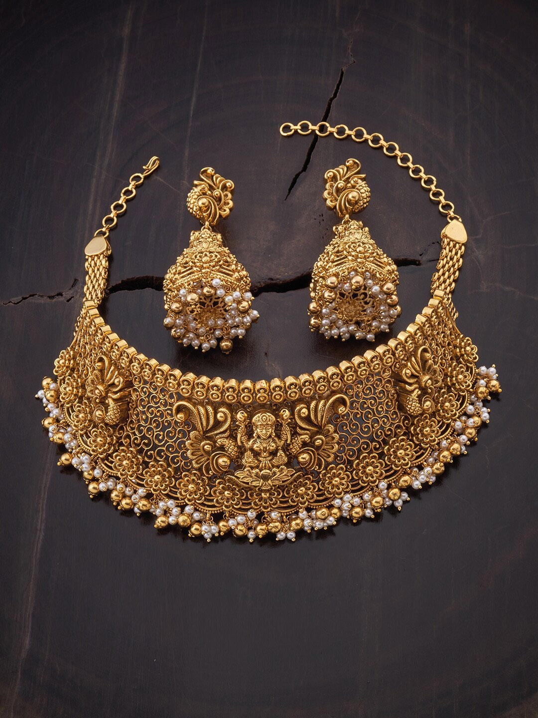 

Kushal's Fashion Jewellery Gold-Toned White Beaded Jewellery Set