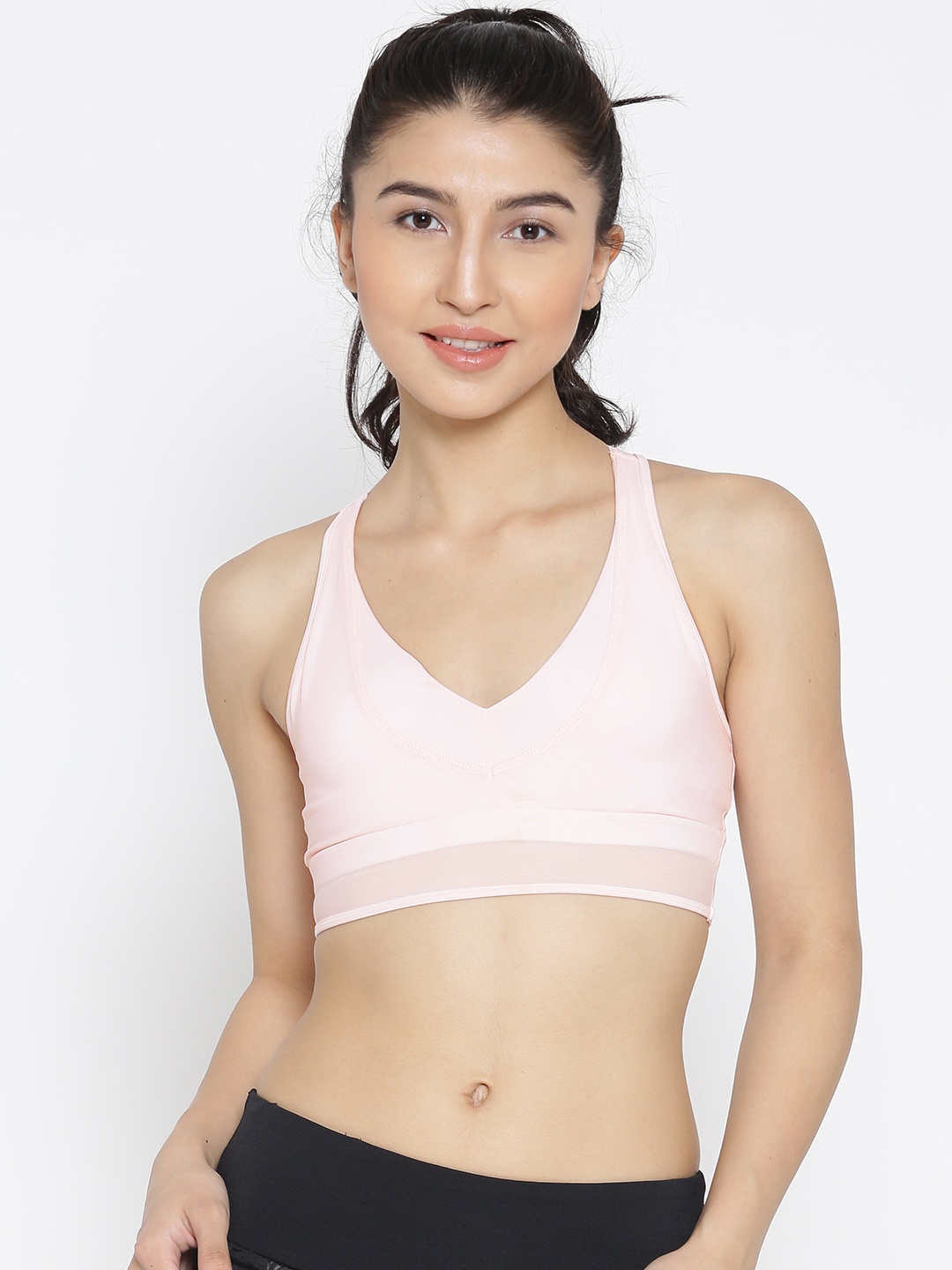 

FOREVER 21 Pink Solid Non-Wired Lightly Padded Sports Bra