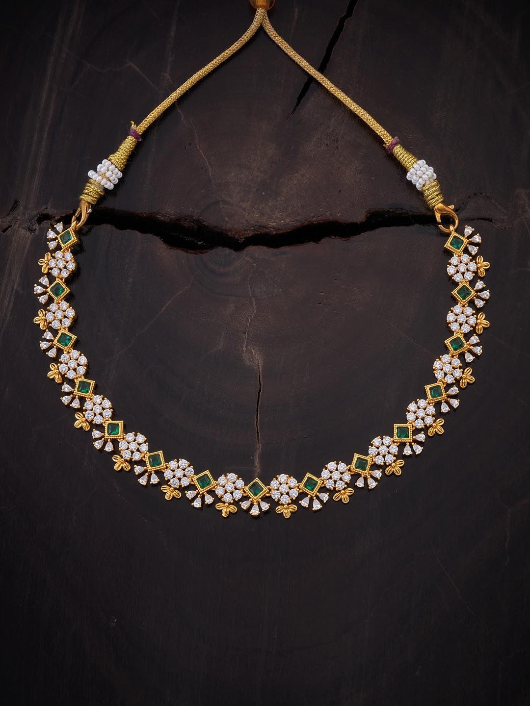 

Kushal's Fashion Jewellery Gold-Plated CZ Studded Necklace, Green