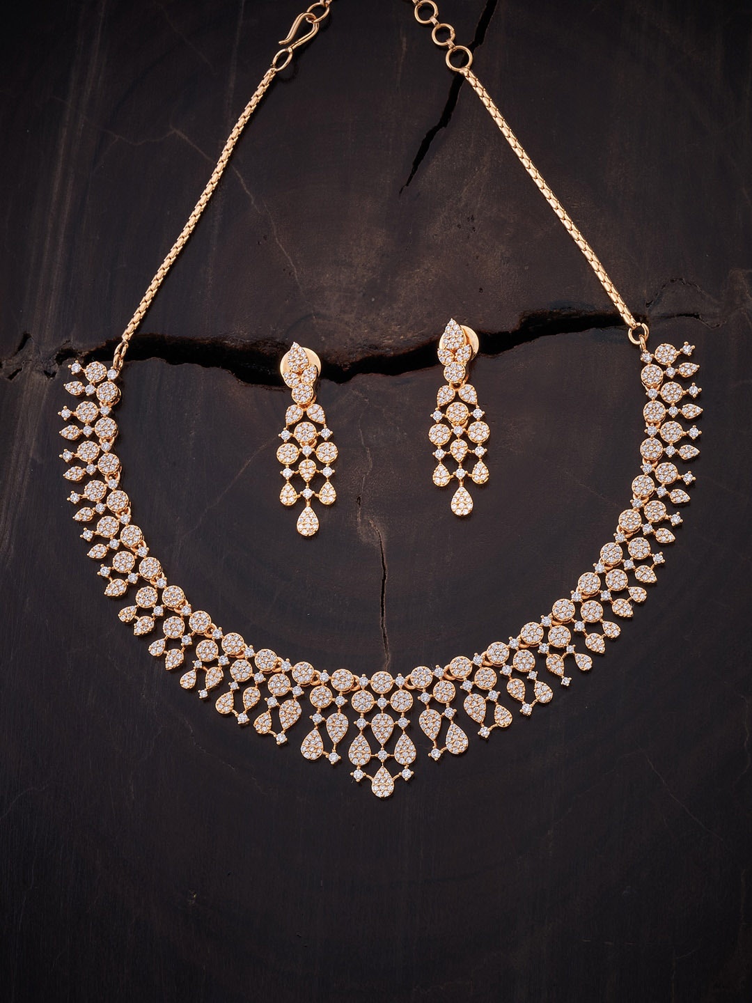 

Kushal's Fashion Jewellery Gold-Plated & White CZ Stone-Studded Jewellery Set